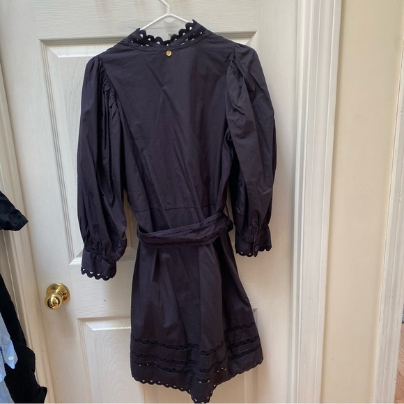 NEW Antik Batik Mali navy blue long sleeve button lace dress puff sleeve 40 - Picture 11 of 13